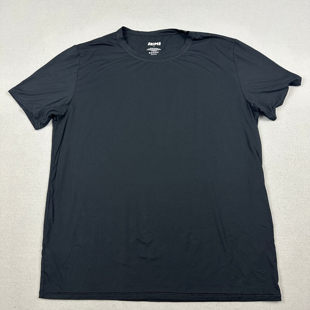 SKIMS Shirt Men Large Black Stretch Modal Short Sleeve Crewneck T-Shirt L